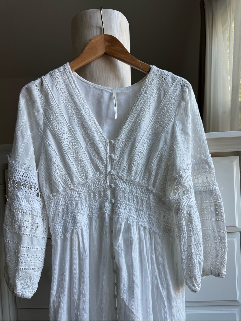 Anthropologie White Lace Maxi Dress Women’s US 4 / EU 36 - Picture 5 of 12